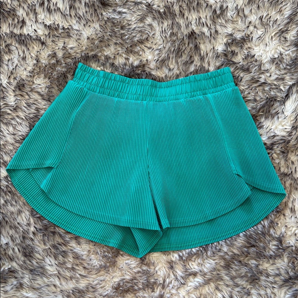 all in motion green Pleated Layered Athletic Shorts
